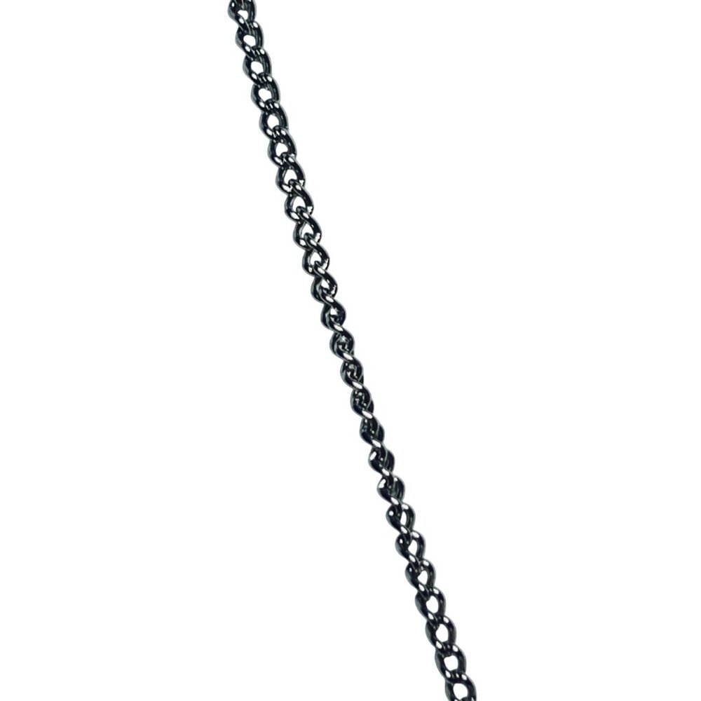 Silver Tone Curb Chain Necklace With Faux Turquoise Cross Pendant (5683) - Picture 5 of 8